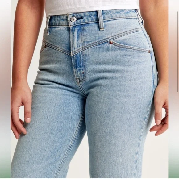 NWT Abercrombie Fitch The 90s High Rise Relaxed Jean Medium With Front Yoke 34 S - Picture 3 of 16